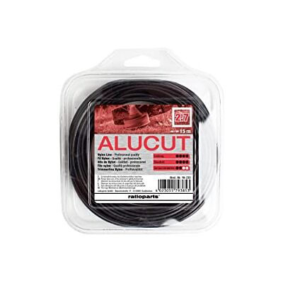 Ratioparts nylondraad 2,7 mm aluminium cut 15 m trimmerdraad 4-kant maaidraad, zwart Ratioparts nylondraad 2,7 mm aluminium cut 15 m trimmerdraad 4-kant maaidraad, zwart