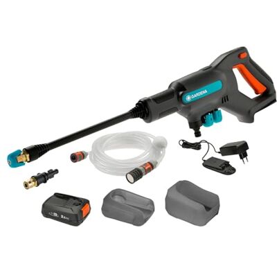 Gardena Accu Mediumdrukreiniger AquaClean 24/18 V P4A kant-en-klare set: Instelbare waterdruk, Spuitmondstukken, 3 reinigingsstanden, draagbaar buitengereedschap, Snoerloos (14800-20) Gardena Accu Mediumdrukreiniger AquaClean 24/18 V P4A kant-en-klare set: Instelbare waterdruk, Spuitmondstukken, 3 reinigingsstanden, draagbaar buitengereedschap, Snoerloos (14800-20)