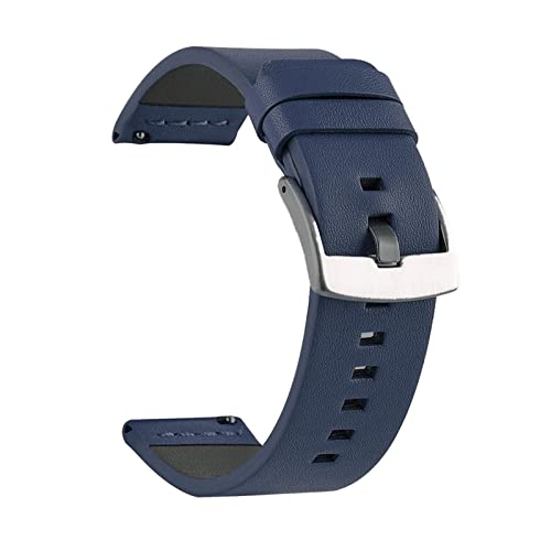 BONOOL Lederen horlogeband Strap Quick Release Horlogebanden 18mm/20mm/22mm/24mm Handgemaakte Vintage Horlogebanden Horlogeband (Kleur: Blauw Zilver, Maat: 20mm)