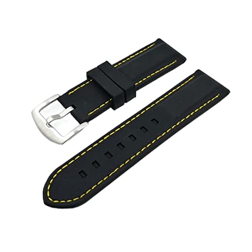vkeid Generieke horlogeband siliconen rubberen horlogeband banden waterdicht 20 mm 22 mm 24 mm 26 mm horloges riem horlogeband (kleur: geel, maat: 22 mm)