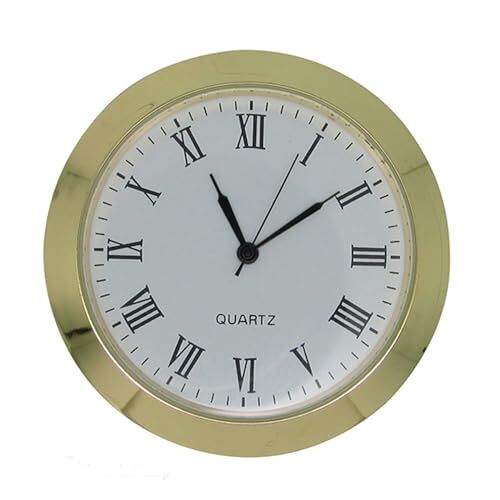Dans Clock Shop Kwarts uurwerk, lunet, uurwerk, goud, met zwarte cijfers, 35 mm inzet 31,5 mm gat