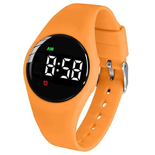 e-vibra Waterdicht Vibrerend Alarm Horloge Oplaadbaar 15 Alarm Herinnering Horloge Potty Training Horloge met Lock Screen (Oranje Ronde)