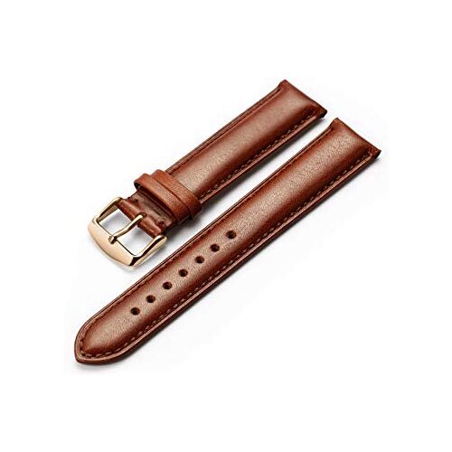 OTSYSTO Horlogebanden, horlogeband vervangen, horlogeband kalfsleren horlogeband met gesp (Color : Dark Brown Rose Gold, Size : 20mm)