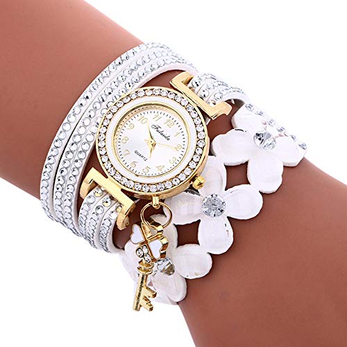 OPYTR dames horloges vrouwen horloges klok klokkenspel diamant lederen armband dame dames polshorloge mode polshorloge (kleur: lichtblauw)