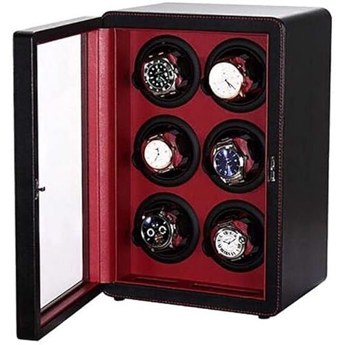 SIBEG 6 horloges displaydoos, horlogeopwinder automatisch 6 horloges doos motor automatisch horloges kasten horloges dozen opwinders opbergkoffer zwart