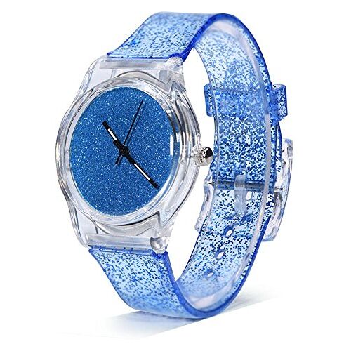 Sonew Womens Quartz Horloges Glitter Poeder Polshorloge Ronde Wijzerplaat Case Comfortabele Kunststof Band Horloges voor Tieners Lady Polshorloge Vrouwelijke horloges