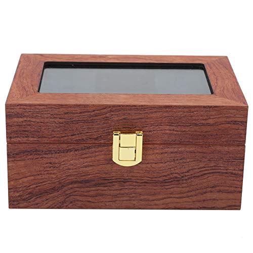 NATRUSS Transparant venster houten 3 raster horlogebox, horlogebox organizer voor heren, voor horloges opslag heren