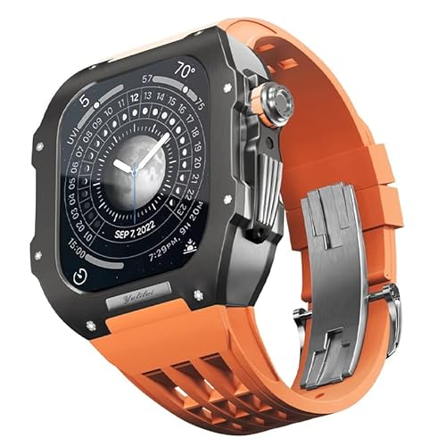 FXJHZH Luxe horlogeband, voor 8/7/serie titanium kast + fluorrubber Luxe horlogeband voor Iwatch 45 mm horlogeband retrofitkit Upgrade horlogeband en kast