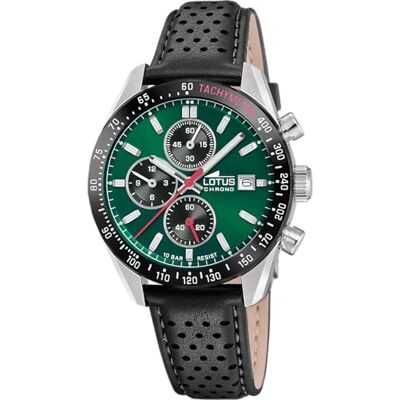 Lotus Horloge Voor Heren 18995/6 Chrono Grijs zilver 316l roestvrij staal case ZwartLeer armband Lotus Horloge Voor Heren 18995/6 Chrono Grijs zilver 316l roestvrij staal case ZwartLeer armband