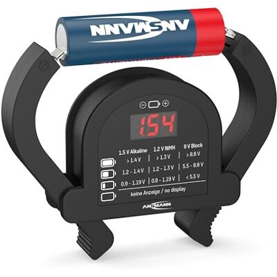 Ansmann Batterijtester, betrouwbaar batterij- en accutestapparaat voor het weergeven van de resterende capaciteit, capaciteitsindicator voor accu's, batterijen en knoopcellen, werkt volledig zonder Ansmann Batterijtester, betrouwbaar batterij- en accutestapparaat voor het weergeven van de resterende capaciteit, capaciteitsindicator voor accu's, batterijen en knoopcellen, werkt volledig zonder