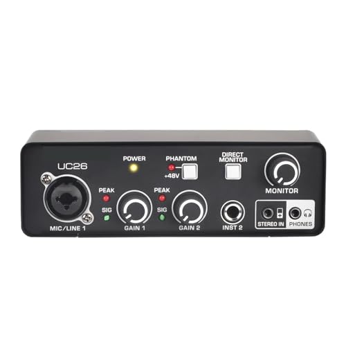 banps Audio-interface, USB-audio-interface Computer Externe geluidskaart 3 kanalen Ingang Monitor Opname Audio-interface for gitaar