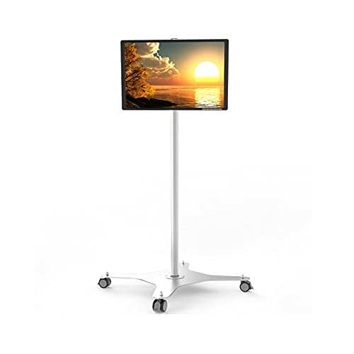 QTBH Monitorstandaard arm Opper staande monitorstandaard Mobile Single Monitor Stand Mount met wielen en toetsenbordlade Hoogte-instelbare LCD-scherm Stand voor 10"-34" Monitor Monitorstandaard