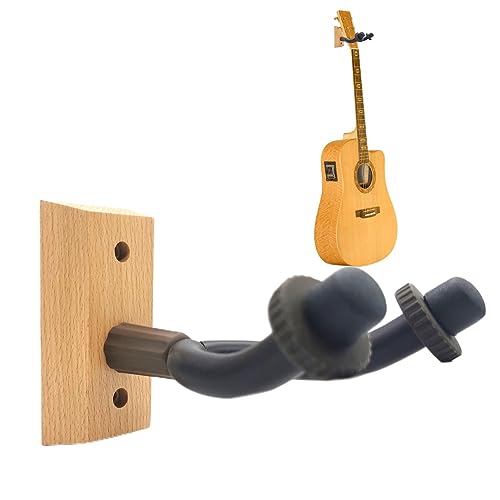 LVTFCO Gitaarhouder,Wandhouder voor Bas Houten houten basgitaar wanddisplaybeugel voor akoestische gitaren, ukulele, elektrische gitaren