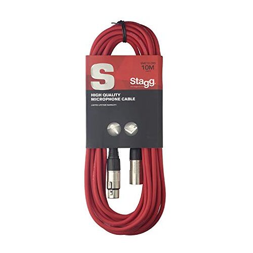 Stagg SMC10 CRD 10 m XLR naar XLR microfoonkabel rood