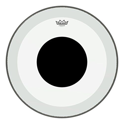REMO Powerstroke TPR P3 transparant zwart dot bass scruggs top zwart dot, 18 Powerstroke P3 Clear Black Dot Bass 22