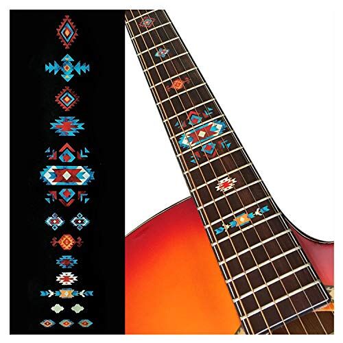 Inlaystickers Inlay Sticker Fret Markers voor gitaren Inheemse Amerikaanse stijl etnische patroon Turkoois, F-294NA-TR