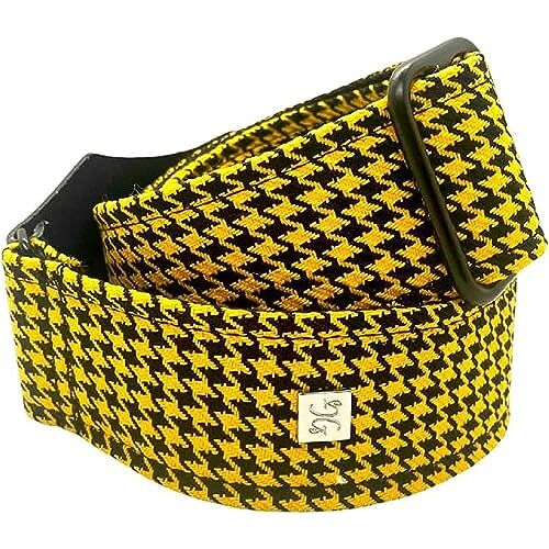 GET'M GET'M Gitaarriem Gitaarband Fly Hounds Tooth Yellow 2