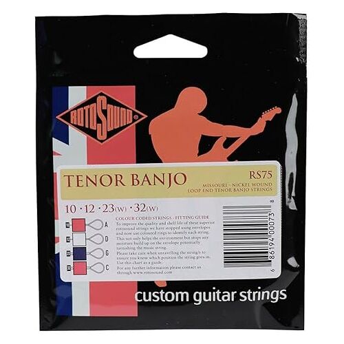 Rotosound Snaren voor Banjo,Banjo Snaren Set Tenor Banjo RS75 Medium 10-32