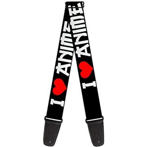 Buckle-Down Gitaarband I hart anime vet zwart wit rood 2 inch breed Buckle-Down Gitaarband I hart anime vet zwart wit rood 2 inch breed