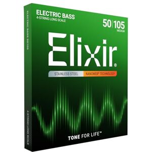 Elixir ® Strings roestvrijstalen snaren voor viersnarige basgitaar met NANOWEB®-Coating, lange nek, medium (.050-.105) Elixir ® Strings roestvrijstalen snaren voor viersnarige basgitaar met NANOWEB®-Coating, lange nek, medium (.050-.105)