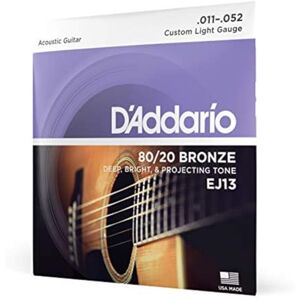 D'Addario EJ13 80/20 Bronzen Akoestische Gitaarsnaren, Custom Dun, 11-52 D'Addario EJ13 80/20 Bronzen Akoestische Gitaarsnaren, Custom Dun, 11-52