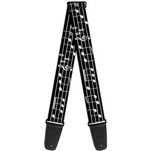 Buckle-Down GS-W33920 gitaarband, muzieknoten zwart/wit 2" breed 29-54" lengte Buckle-Down GS-W33920 gitaarband, muzieknoten zwart/wit 2" breed 29-54" lengte