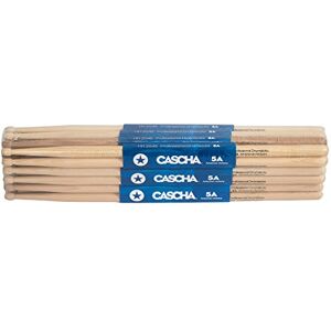 CASCHA Drumsticks 5A American Hickory 12 paar hoogwaardige drumsticks van robuust hickory-hout uitgebalanceerd zwaartepunt voor optimale controle lengte 407 mm drumsticks 24 stuks CASCHA Drumsticks 5A American Hickory 12 paar hoogwaardige drumsticks van robuust hickory-hout uitgebalanceerd zwaartepunt voor optimale controle lengte 407 mm drumsticks 24 stuks