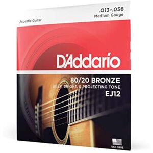 D'Addario EJ12 80/20 Bronzen Akoestische Gitaarsnaren,Medium, 13-56 D'Addario EJ12 80/20 Bronzen Akoestische Gitaarsnaren,Medium, 13-56