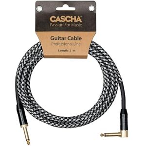 CASCHA Professionele Line gitaarkabel, angled, tweed zwart, 3 m CASCHA Professionele Line gitaarkabel, angled, tweed zwart, 3 m