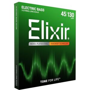 Elixir ® Strings vernikkelde stalen snaren voor vijfsnarige basgitaar met NANOWEB®-Coating, lange nek, licht (.045-.130) Elixir ® Strings vernikkelde stalen snaren voor vijfsnarige basgitaar met NANOWEB®-Coating, lange nek, licht (.045-.130)