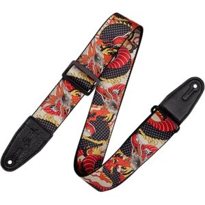Levy's Leathers Muziekinstrument Mpd2 2" brede polyester gitaarband met Japans traditioneel draakmotief, één maat Levy's Leathers Muziekinstrument Mpd2 2" brede polyester gitaarband met Japans traditioneel draakmotief, één maat