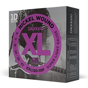 D'Addario EXL120-10P nikkelgewonden elektrische gitaarsnaren, Super Light, 9-42, 10 Sets D'Addario EXL120-10P nikkelgewonden elektrische gitaarsnaren, Super Light, 9-42, 10 Sets