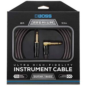Boss BIC-P18A Ultra High-Fidelity instrumentkabel – 18ft / 5.5m – Recht naar haaks 1/4" 24K vergulde connectoren – Voor gitaar en bas voor een superieure klank Boss BIC-P18A Ultra High-Fidelity instrumentkabel – 18ft / 5.5m – Recht naar haaks 1/4" 24K vergulde connectoren – Voor gitaar en bas voor een superieure klank