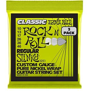 Ernie Ball Regular Slinky Classic Rock n Roll Pure Nickel Electric Guitar Strings 3 Pack 10-46 Gauge Ernie Ball Regular Slinky Classic Rock n Roll Pure Nickel Electric Guitar Strings 3 Pack 10-46 Gauge