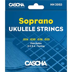 CASCHA Sopraan ukelele snarenset I premium nylon snaren voor sopraan ukelele I zeer goede geluidskwaliteit & lange levensduur I hoogwaardige set van 4 snaren G-C-E-A I Sopraan Ukelele snaren 4 stuks CASCHA Sopraan ukelele snarenset I premium nylon snaren voor sopraan ukelele I zeer goede geluidskwaliteit & lange levensduur I hoogwaardige set van 4 snaren G-C-E-A I Sopraan Ukelele snaren 4 stuks