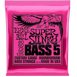 Ernie Ball Super Slinky 5-snarige, nikkelgewikkelde elektrische bassnaren 40-125 gauge Ernie Ball Super Slinky 5-snarige, nikkelgewikkelde elektrische bassnaren 40-125 gauge