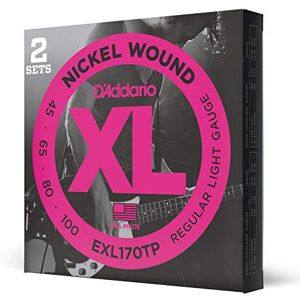 D'Addario EXL170TP Basgitaarsnaren, XL, nikkel, bassnaren, perfecte intonatie, consistent gevoel, krachtige duurzaamheid, voor 4-snarige basgitaren, 45-100 normaal licht, lange toonladder, 2 stuks D'Addario EXL170TP Basgitaarsnaren, XL, nikkel, bassnaren, perfecte intonatie, consistent gevoel, krachtige duurzaamheid, voor 4-snarige basgitaren, 45-100 normaal licht, lange toonladder, 2 stuks