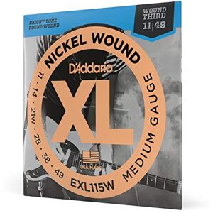 D'Addario EXL115 nikkelgewonden elektrische gitaarsnaren, Medium/Blues-Jazz Rock, Wound 3rd, 11-49 D'Addario EXL115 nikkelgewonden elektrische gitaarsnaren, Medium/Blues-Jazz Rock, Wound 3rd, 11-49