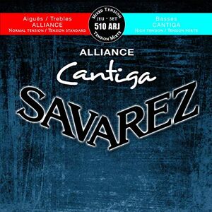Savarez snaren voor klassieke gitaar Alliance Cantiga set, Gemengde Spanning, blauw-rood, Diskant normaal, Bas Hoog, 510ARJ Savarez snaren voor klassieke gitaar Alliance Cantiga set, Gemengde Spanning, blauw-rood, Diskant normaal, Bas Hoog, 510ARJ
