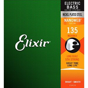 Elixir ® Strings losse vernikkelde stalen snaar voor basgitaar met NANOWEB®-Coating, lange nek, medium B (.135)