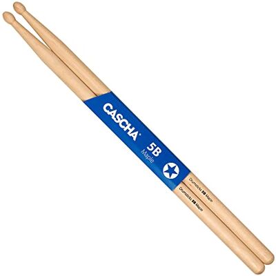 CASCHA Maple 5B Drumsticks ideaal voor zachte rok allrounder drumsticks voor gevorderden 1 paar houten sticks drumaccessoires van esdoornhout ovale kopvorm, natuur, HH 2360 CASCHA Maple 5B Drumsticks ideaal voor zachte rok allrounder drumsticks voor gevorderden 1 paar houten sticks drumaccessoires van esdoornhout ovale kopvorm, natuur, HH 2360