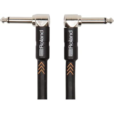 Roland Zwarte serie instrumentkabel, hoekige/schuine 1/4-inch aansluiting, 6-inch Roland Zwarte serie instrumentkabel, hoekige/schuine 1/4-inch aansluiting, 6-inch