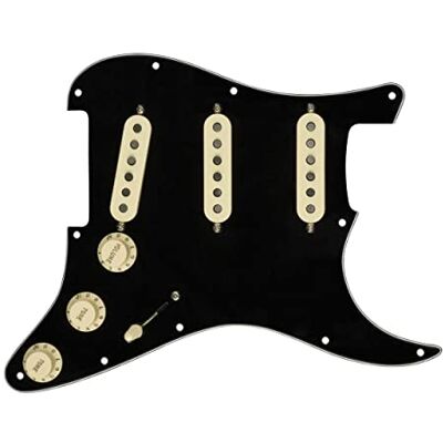 Fender Custom Shop '69 SSS Prewired Stratocaster Pickguard Zwart 11-Hole Inbouw Stratocaster upgrade, Custom Shop '69 single-coil elementen, voorgemonteerde SSS-schakeling Fender Custom Shop '69 SSS Prewired Stratocaster Pickguard Zwart 11-Hole Inbouw Stratocaster upgrade, Custom Shop '69 single-coil elementen, voorgemonteerde SSS-schakeling