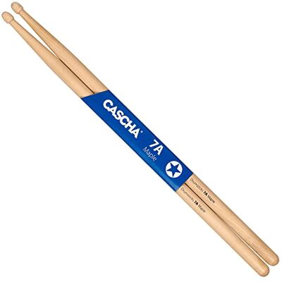 CASCHA Maple 7A Drumsticks ideaal voor zachte rok drumsticks voor gevorderden 1 paar houten sticks drumaccessoires van esdoornhout, HH 2362, natuur CASCHA Maple 7A Drumsticks ideaal voor zachte rok drumsticks voor gevorderden 1 paar houten sticks drumaccessoires van esdoornhout, HH 2362, natuur