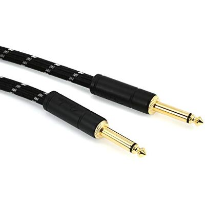 Fender Deluxe Instrumentkabel Gouden Jacks Recht 3 Meter Elektrische gitaarkabel, 99% zuurstofvrij koper, ruisvrij signaal, live optredens, studio, duurzaam zwart tweed Fender Deluxe Instrumentkabel Gouden Jacks Recht 3 Meter Elektrische gitaarkabel, 99% zuurstofvrij koper, ruisvrij signaal, live optredens, studio, duurzaam zwart tweed