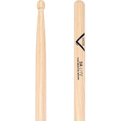 Vater 1 Paar 3A Lite (Houten Punt) American Hickory Drumsticks VH3ALW 3A Lite – 16 inch / 40,64 cm – American Hickory – tonvormige houten tip Vater 1 Paar 3A Lite (Houten Punt) American Hickory Drumsticks VH3ALW 3A Lite – 16 inch / 40,64 cm – American Hickory – tonvormige houten tip
