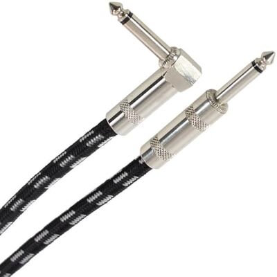 Plugger Kabel tweed, jack mono-/stekker, hoekig, 3 m, zwart Plugger Kabel tweed, jack mono-/stekker, hoekig, 3 m, zwart