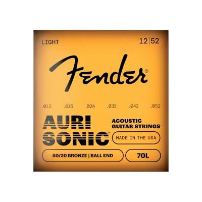 Fender AuriSonic 70L Akoestische Gitaar snaren, 80/20 Bronze Light 12-52 80/20 brons, heldere heldere toon, lichte maat 12-52, fingerpicking, folk, country, singer-songwriter, akoestische gitaar Fender AuriSonic 70L Akoestische Gitaar snaren, 80/20 Bronze Light 12-52 80/20 brons, heldere heldere toon, lichte maat 12-52, fingerpicking, folk, country, singer-songwriter, akoestische gitaar