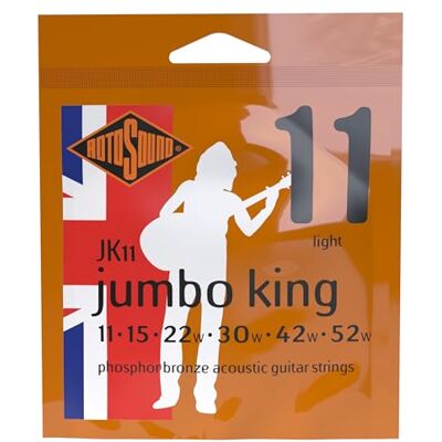 Rotosound Snaren voor Akoestische Gitaar JUMBO KING 6-Snaren JK11 Light 11-52 Rotosound Snaren voor Akoestische Gitaar JUMBO KING 6-Snaren JK11 Light 11-52