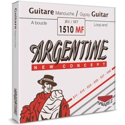 Savarez Argentine Gypsy Jazz/Manouche/Maccaferri-gitaren 1510MF- 6-snarenset light met lus .011 .015 .023 .029 .037 .046 Savarez Argentine Gypsy Jazz/Manouche/Maccaferri-gitaren 1510MF- 6-snarenset light met lus .011 .015 .023 .029 .037 .046